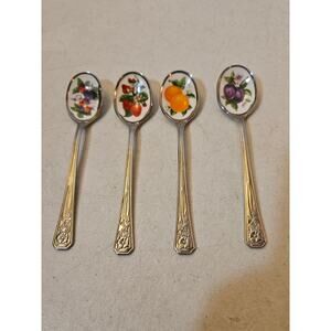 Vintage Avon Porcelain enamel stainless steel jelly jam spoons made in Japan